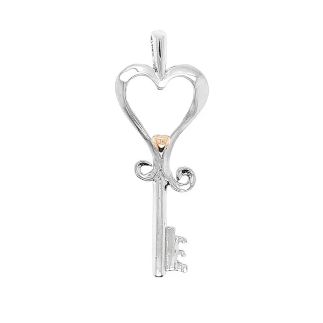 Key To Her Heart Pendant 14K White Gold