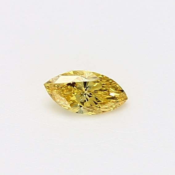 0.16ct Marquise Natural Diamond (Fancy Vivid Yellow, Clarity I2, GIA)