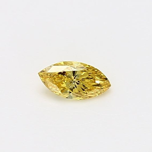 0.16ct Marquise Natural Diamond (Fancy Vivid Yellow, Clarity I2, GIA)