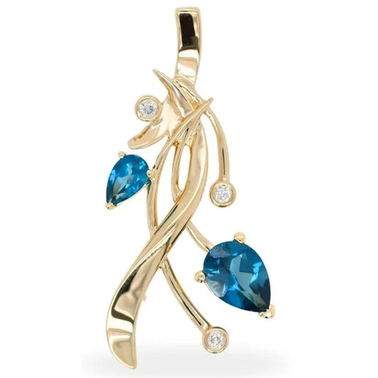 London Blue Topaz Embrace Pendant 1.0ctw 14K Yellow Gold