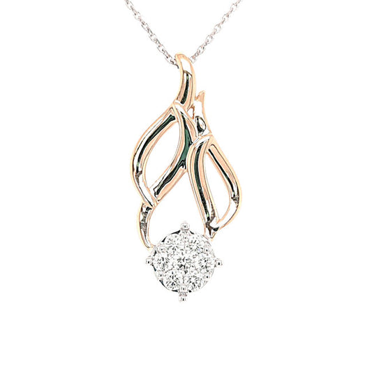 Diamond 0.33ctw Mistletoe Pendant 14K Yellow Gold