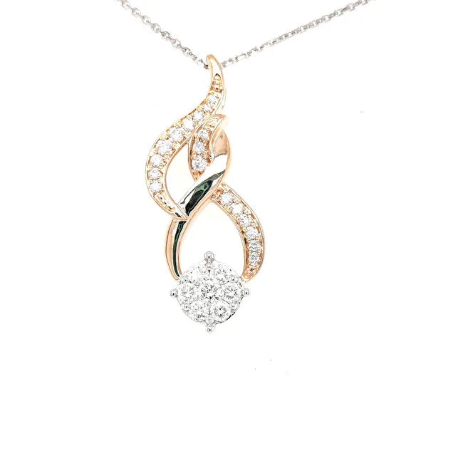 Diamond .063 ctw Mistletoe Pendant 14K Yellow Gold