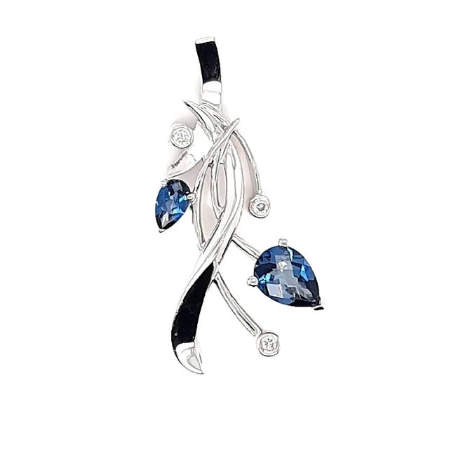 London Blue Topaz & Diamond Embrace Pendant (Sterling Silver)