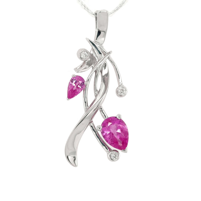 Pink Sapphire & Diamond Embrace Pendant (Sterling Silver)