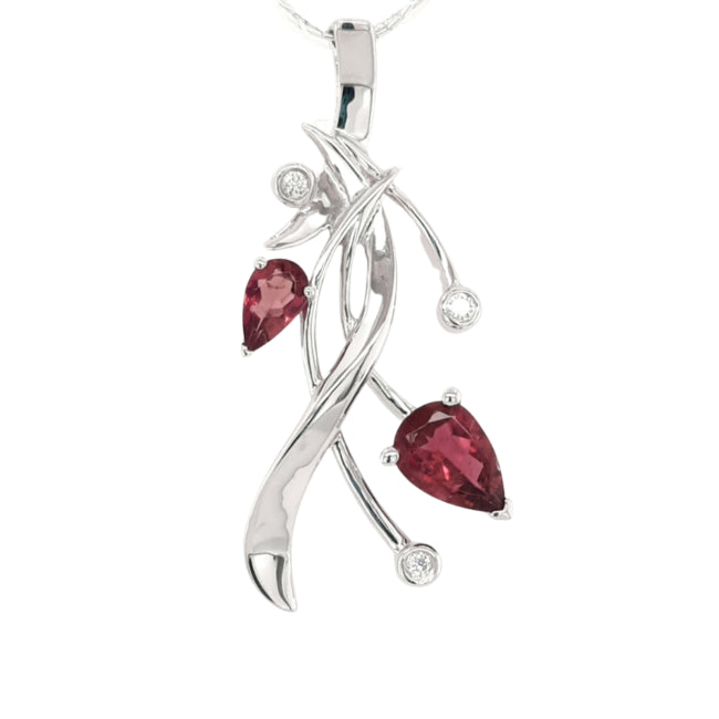 Pink Tourmaline & Diamond Embrace Pendant (Sterling Silver)