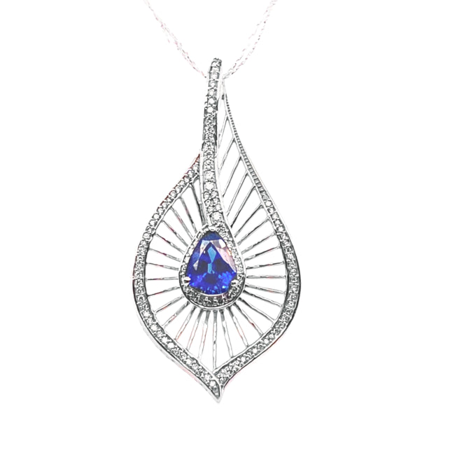 Sapphire Pear 1.62 ctw & Diamond Petal 0.46ctw 14K White Gold