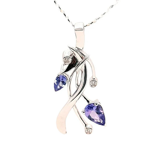 Tanzanite & Diamond Embrace Pendant 14K White Gold